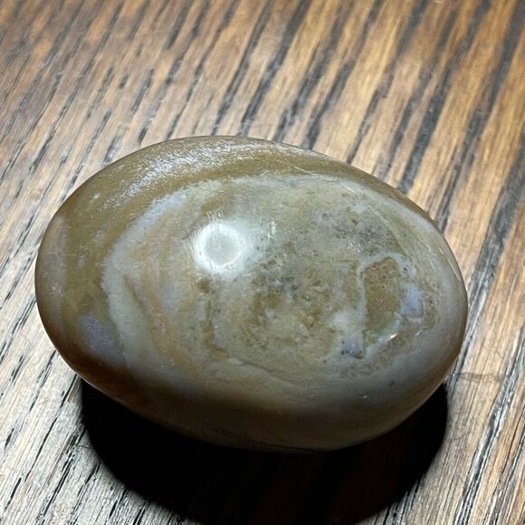 Ocean Jasper palm stone crystal natural green white dots yellow brown agate agat - Picture 3 of 10